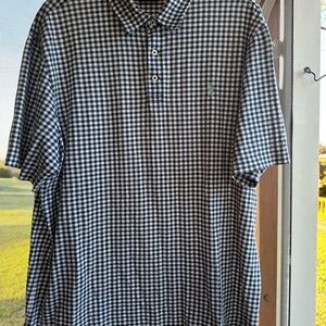 Men's Black and White Checkered Polo Shirt